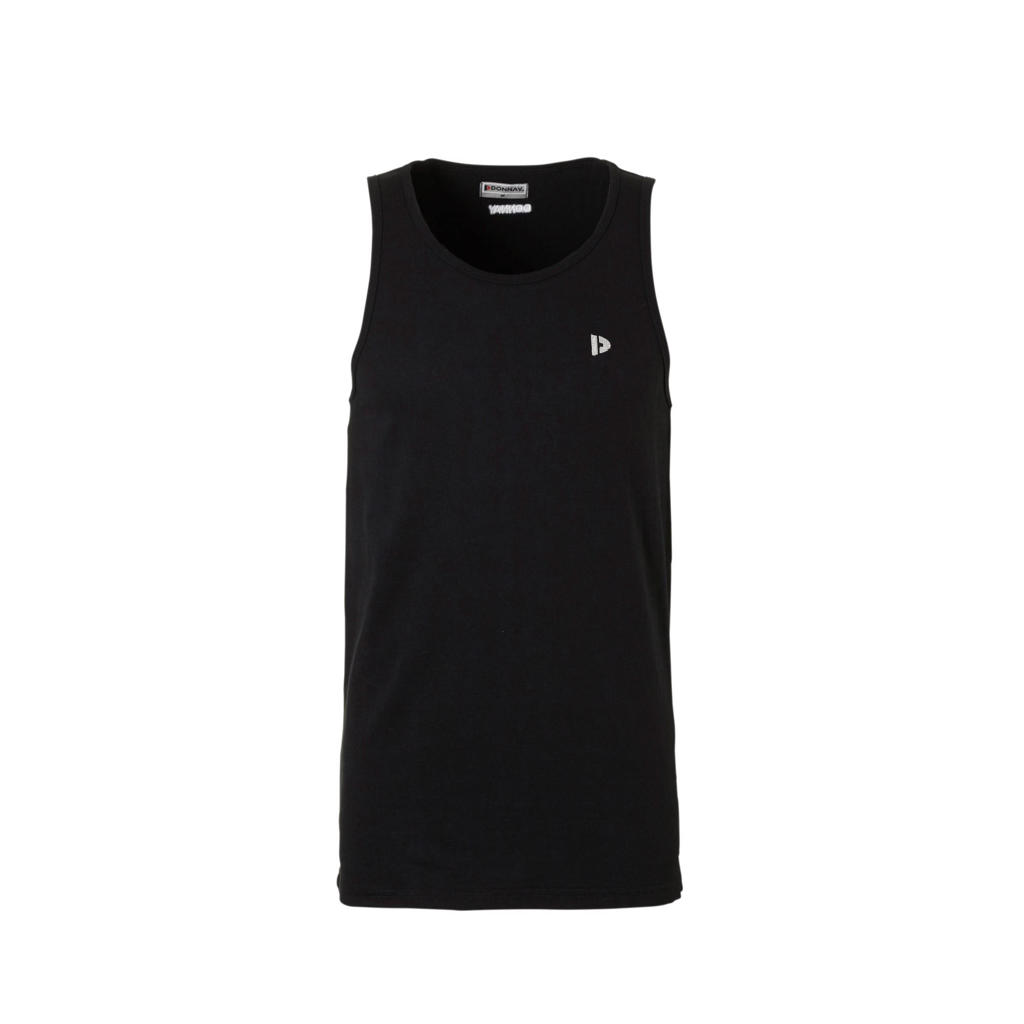 Zwarte heren Donnay sportsinglet van katoen met logo dessin en ronde hals
