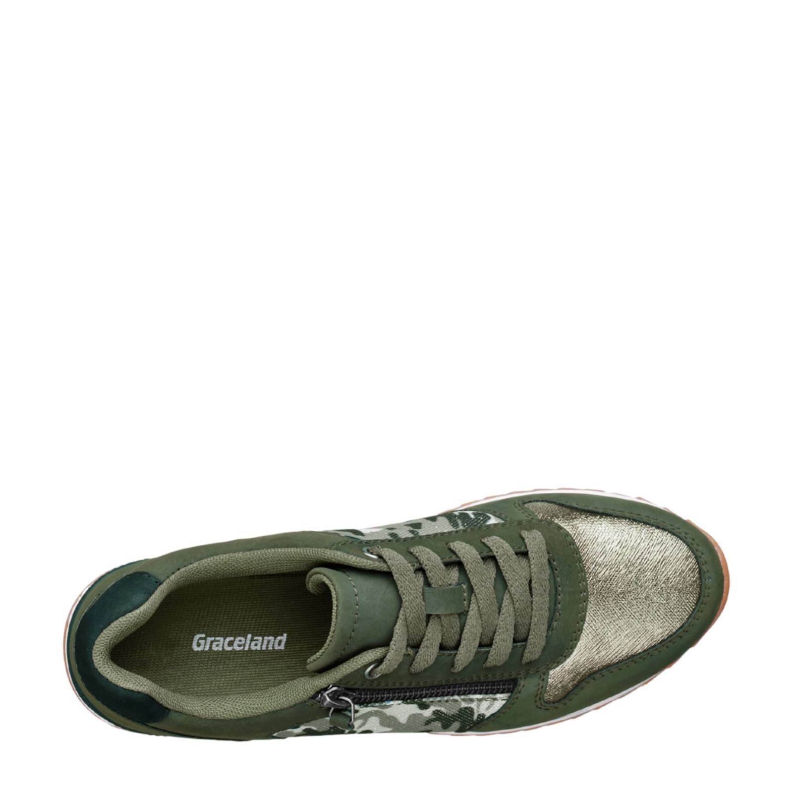 vanHaren Graceland sneakers met camouflageprint groen | wehkamp