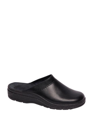 leren pantoffels zwart