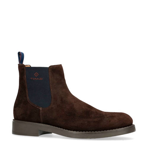 Gant Suede Chelsea Boots Oscar Donkerbruin gant kopen in de aanbieding