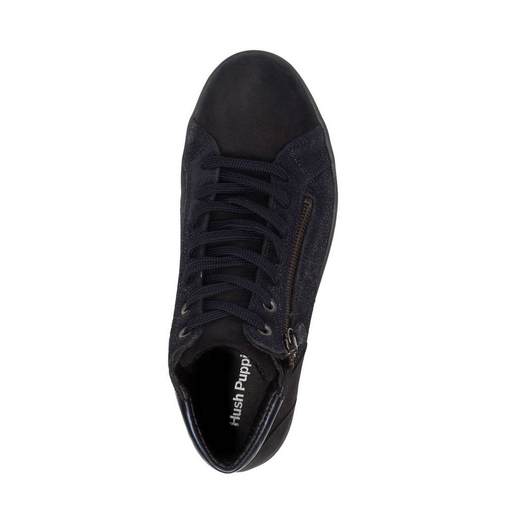 Hush Puppies leren sneakers met glitters marine wehkamp
