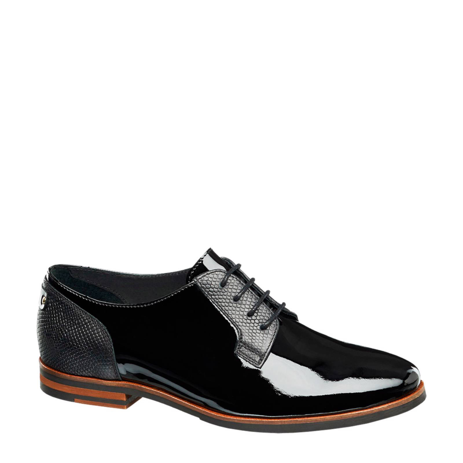 vanHaren 5th Avenue lakleren veterschoenen zwart | wehkamp