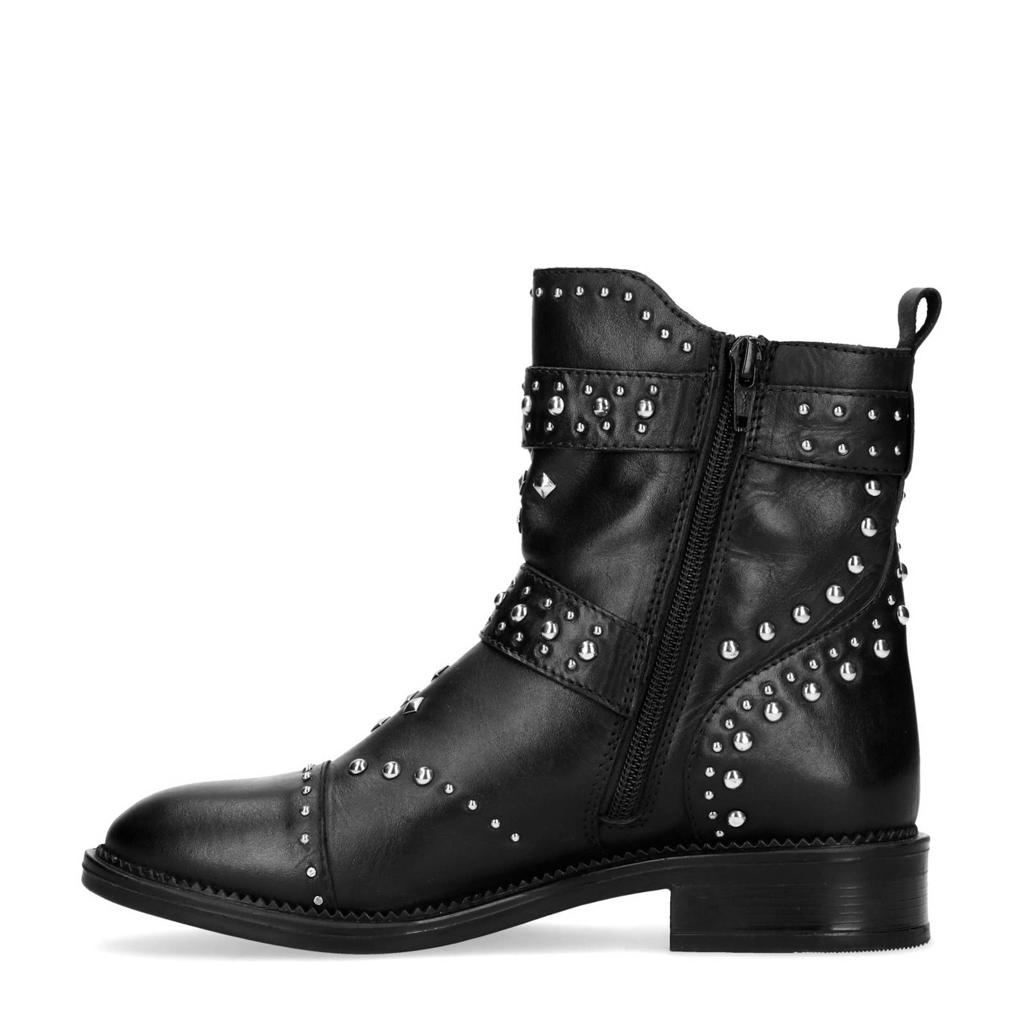 Sacha leren bikerboots met studs zwart wehkamp