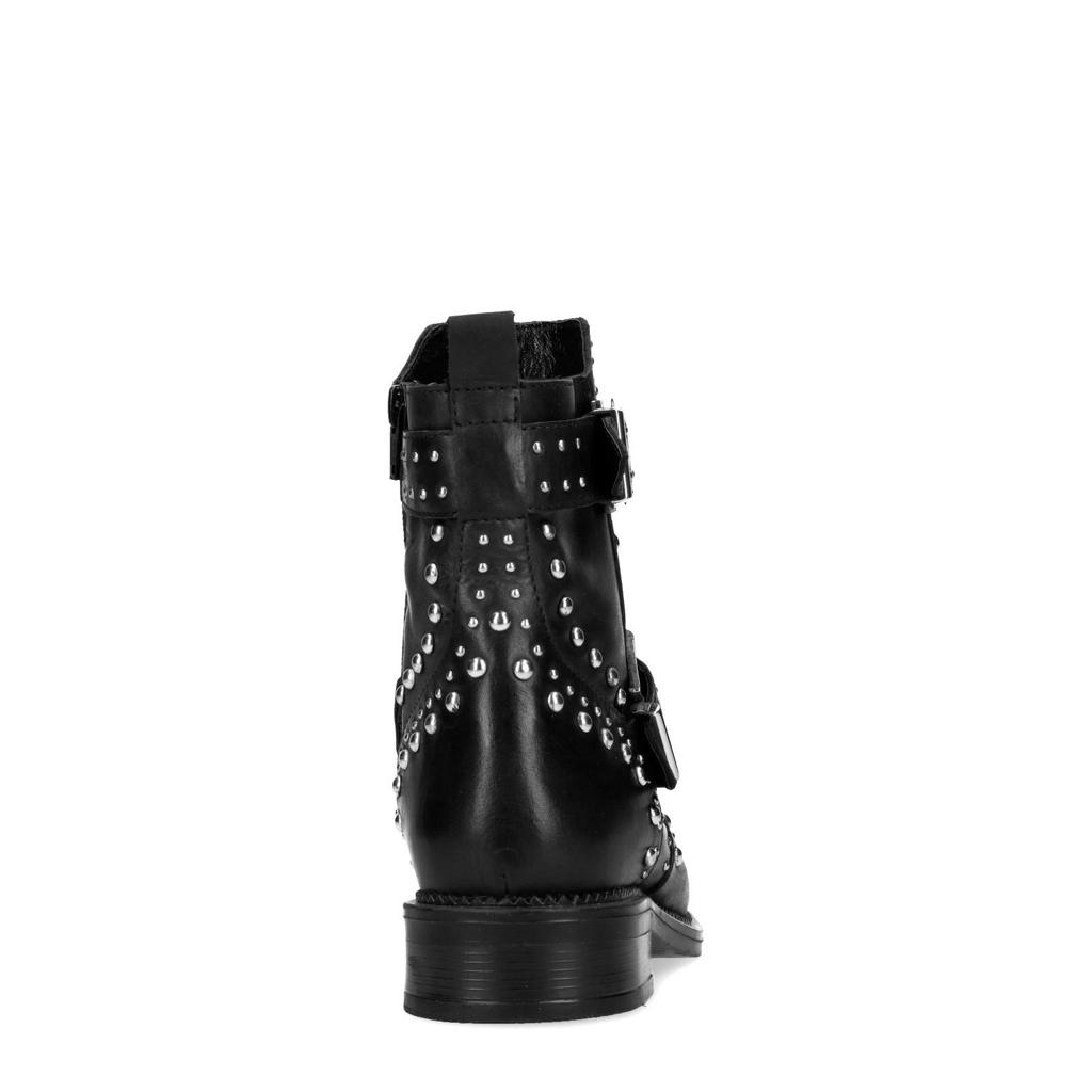 Sacha leren bikerboots met studs zwart wehkamp
