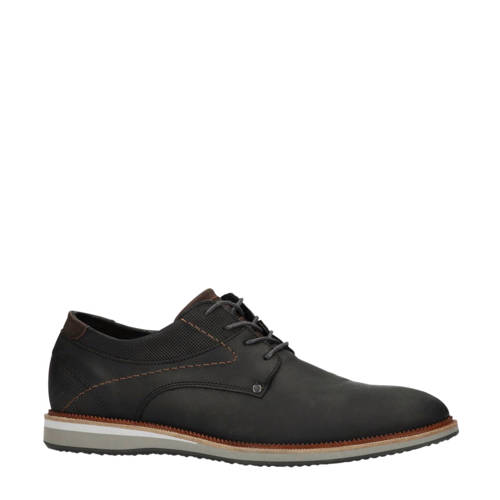 Manfield Suede Veterschoenen Zwart manfield kopen in de aanbieding