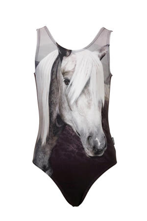 badpak met paarden print zwart/wit