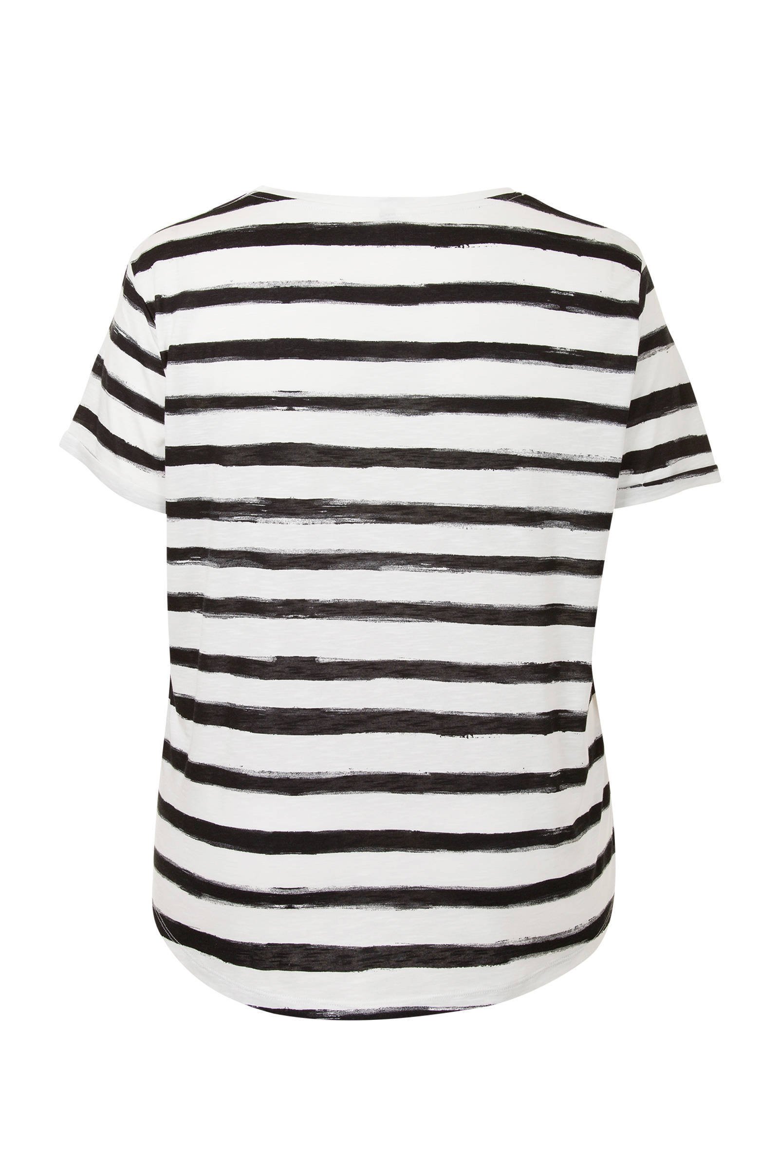 Miss Etam Plus gestreept T shirt witzwart | wehkamp Miss Etam Plus trui gestreept zwart | wehkamp