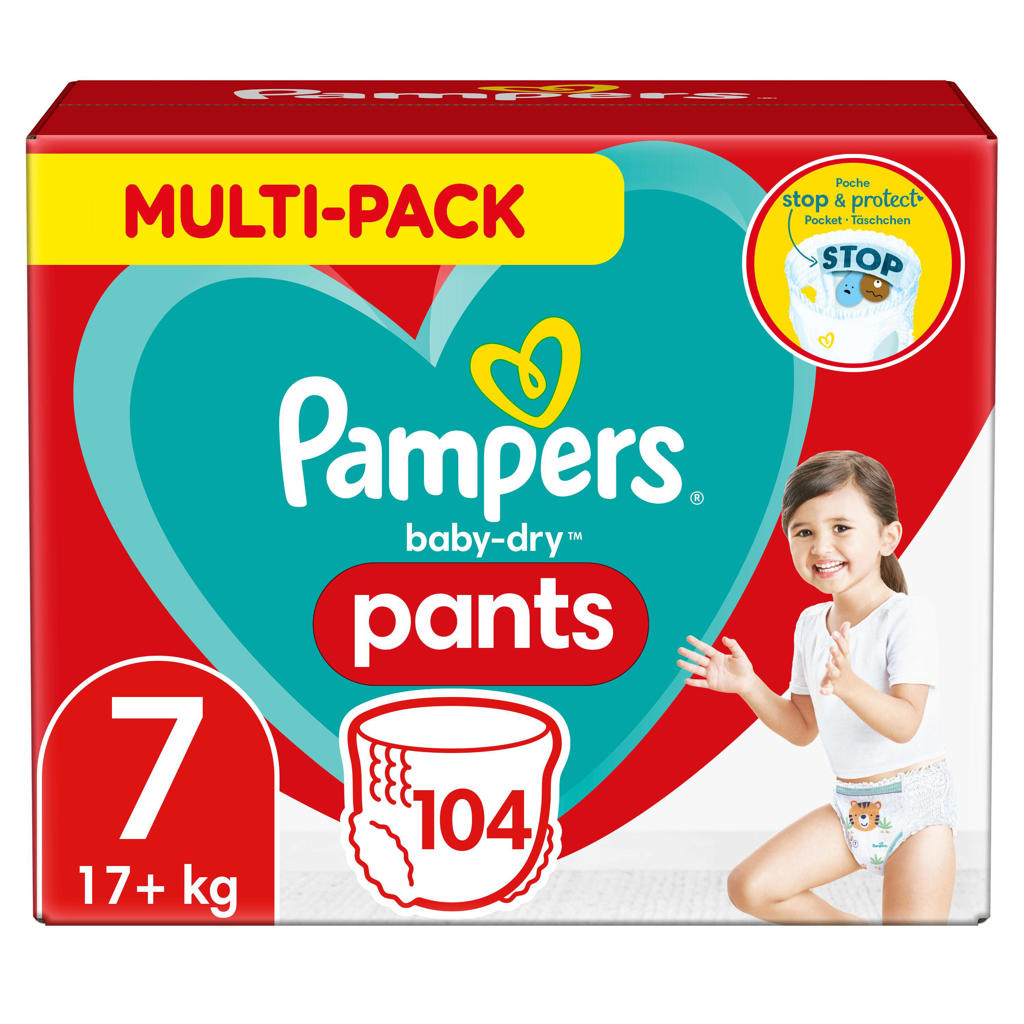 Pampers Baby-Dry Pants Luierbroekjes - Maat 7 (17+ kg) - 104 Stuks - Multi-Pack