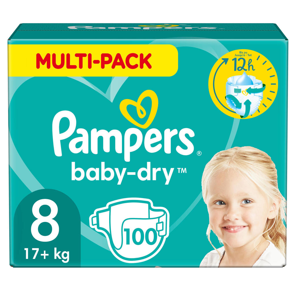 Pampers Baby-Dry Luiers Maat 8 (17 kg+) 100 stuks - Multi-Pack