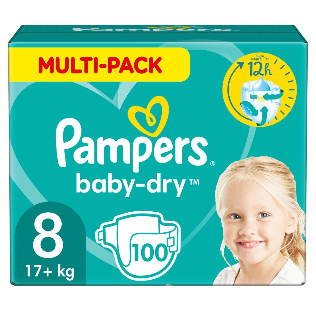 Pampers Baby-Dry maandbox maat 8 (17+ kg) 100 luiers