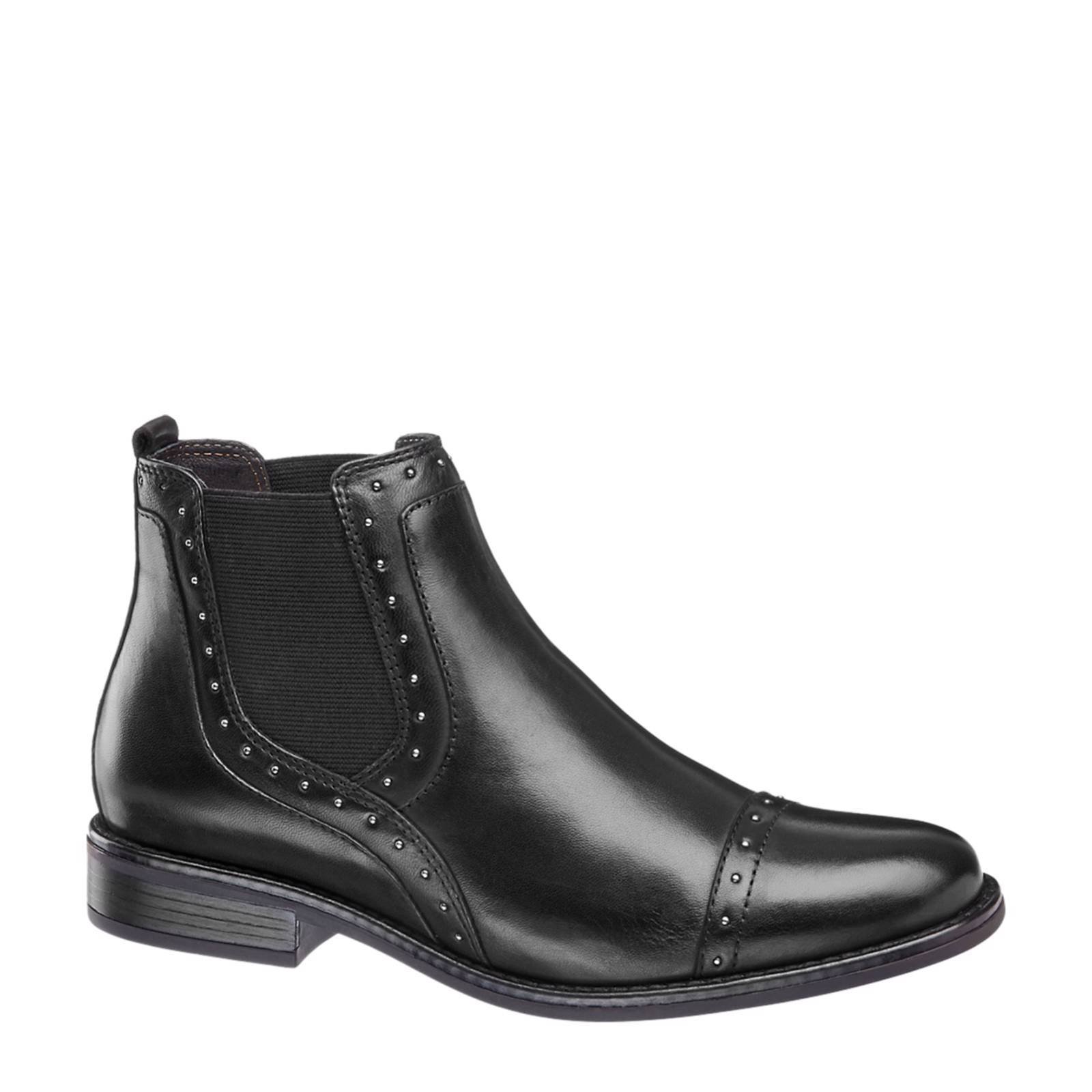 vanHaren 5th Avenue leren chelsea boots met studs zwart wehkamp