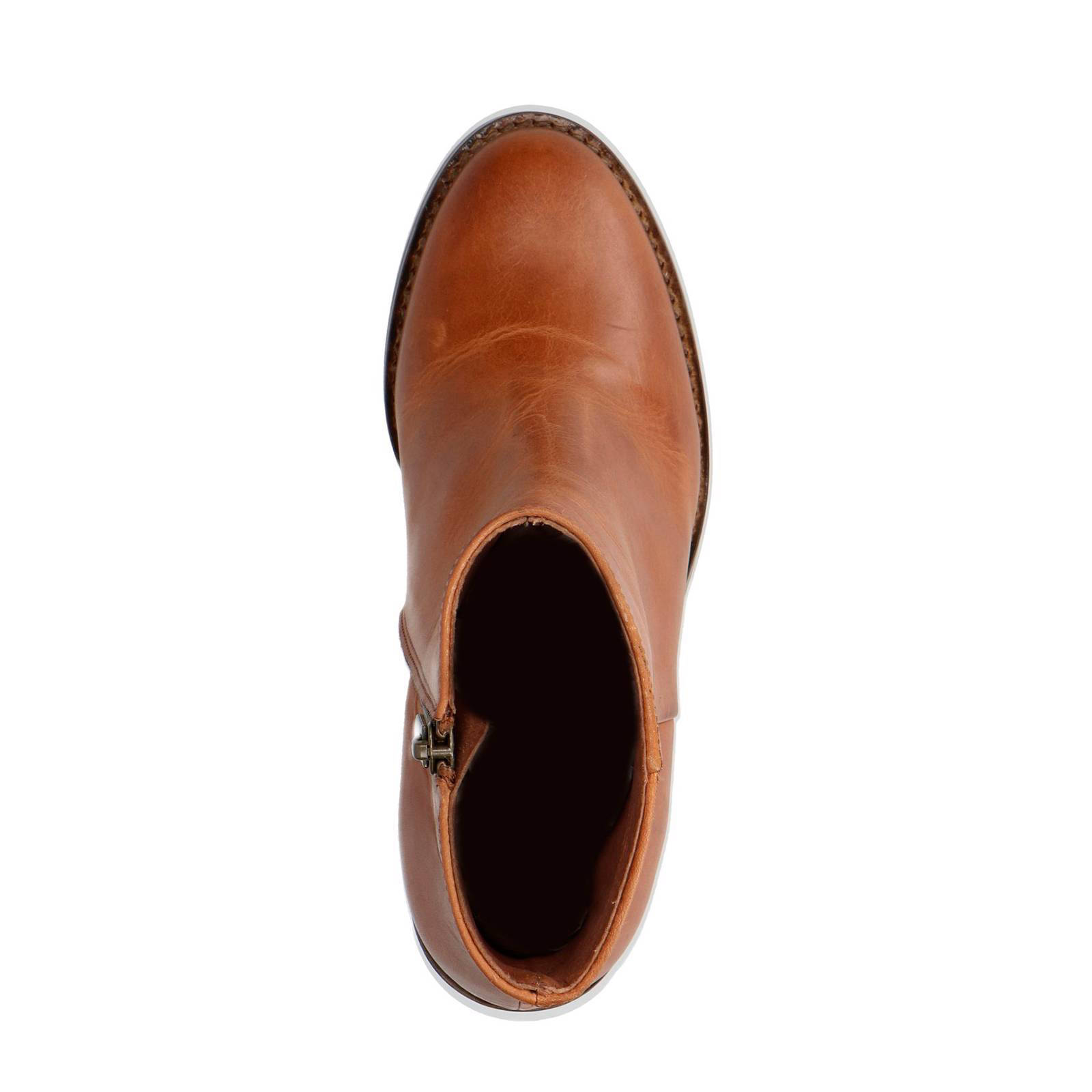 Manfield leren enkellaarzen cognac | wehkamp