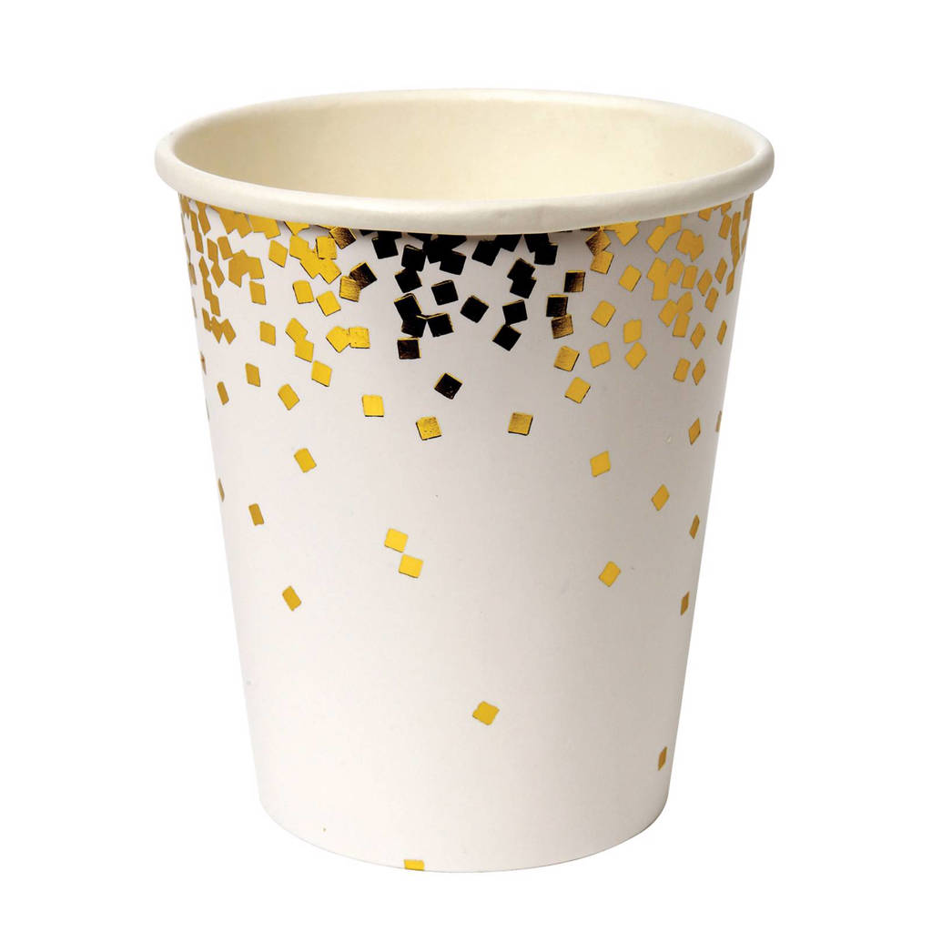 Meri Meri papieren beker confetti (set van 8), Goud