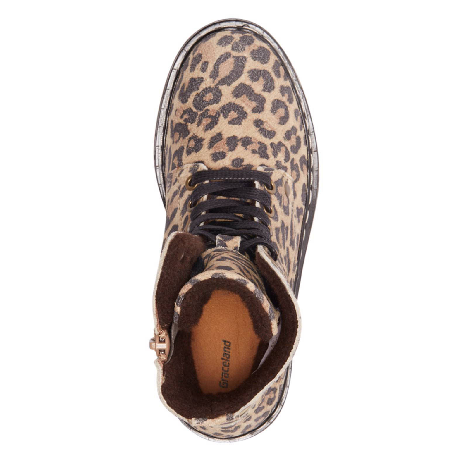 vanHaren Graceland suède veterboots met panterprint | wehkamp