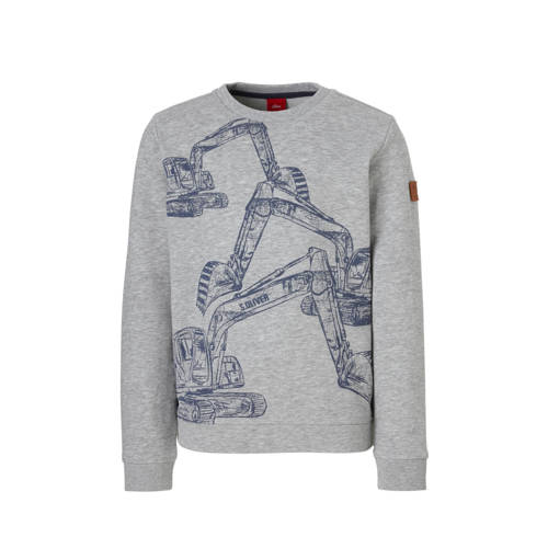 Soliver Gemeleerde Sweater Met Print Grijs soliver kopen in de aanbieding