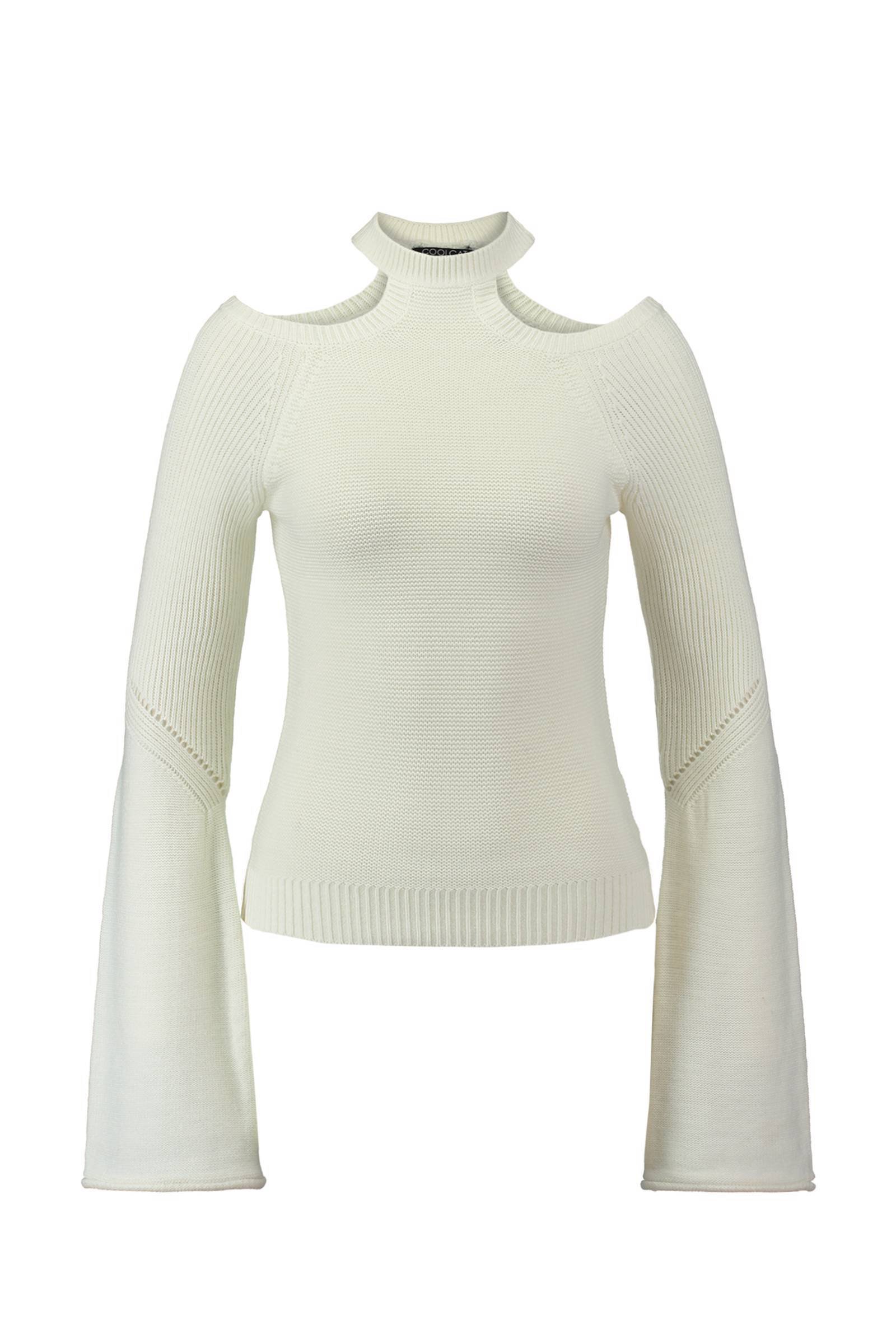 CoolCat open shoulder trui met flared mouwen wit | wehkamp CoolCat open shoulder trui met flared mouwen wit | wehkamp