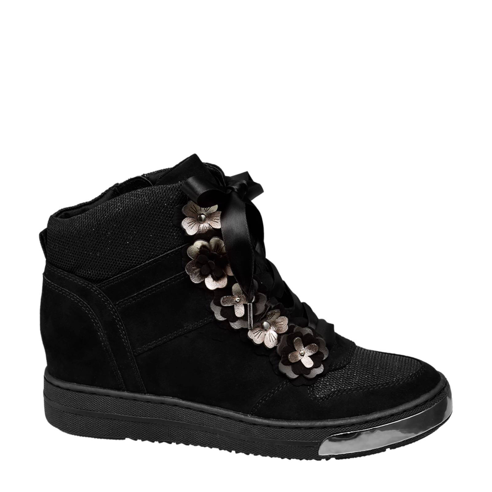 vanHaren Venice sneakers met inwendige sleehak zwart | wehkamp