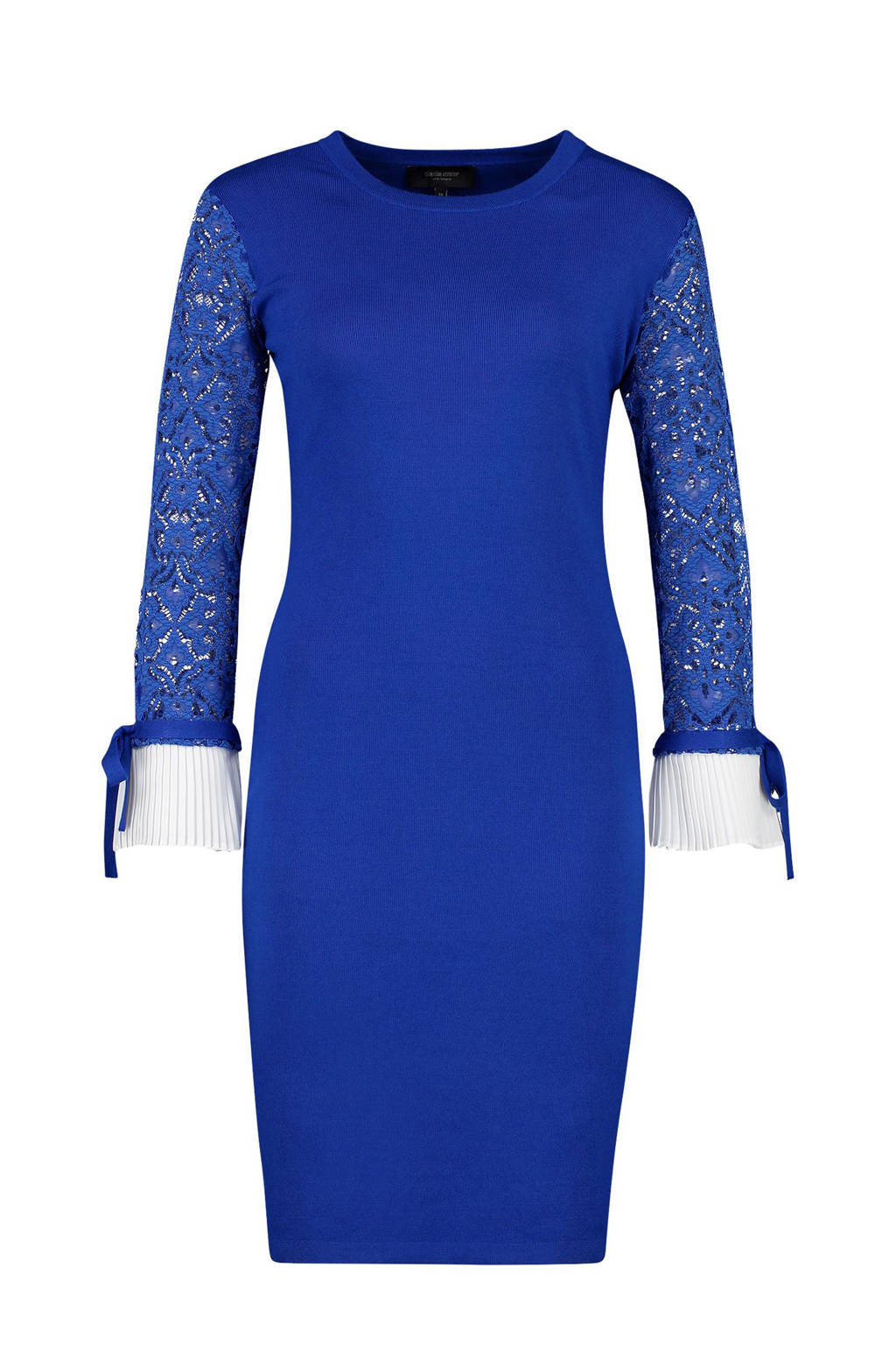 Fonkelnieuw Claudia Sträter jurk met kant kobaltblauw | wehkamp FQ-77
