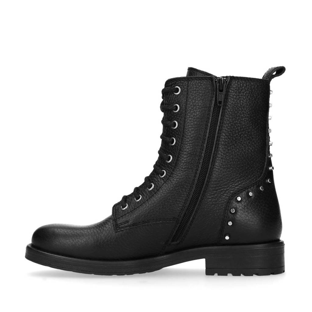 Studs Zwart Met Leren Veterboots Sacha wq8tzR68