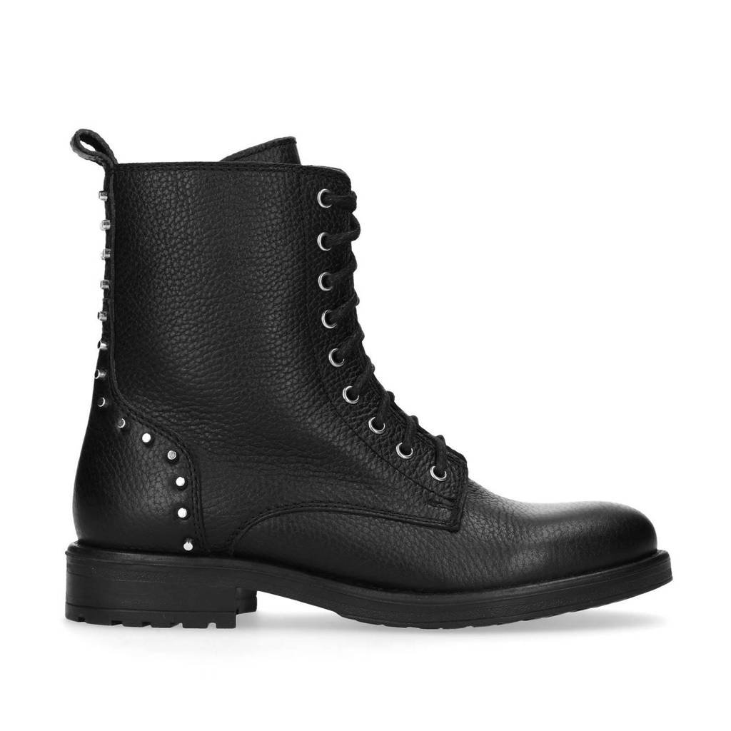 Studs Zwart Met Leren Veterboots Sacha wq8tzR68