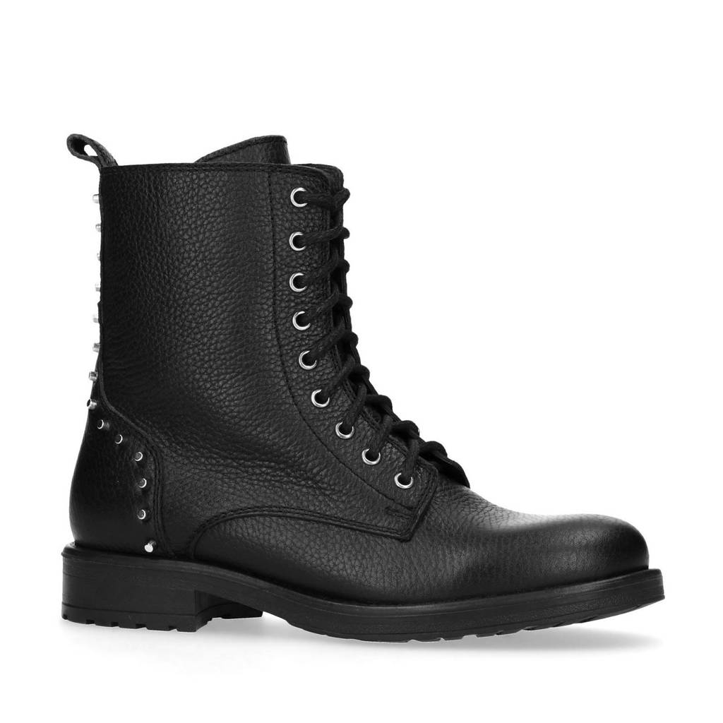Studs Zwart Met Leren Veterboots Sacha wq8tzR68