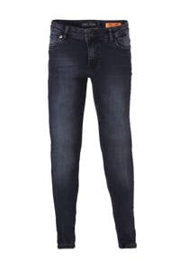 Donkerblauwe jongens Cars skinny jeans Trust van stretchdenim met regular waist en rits- en knoopsluiting