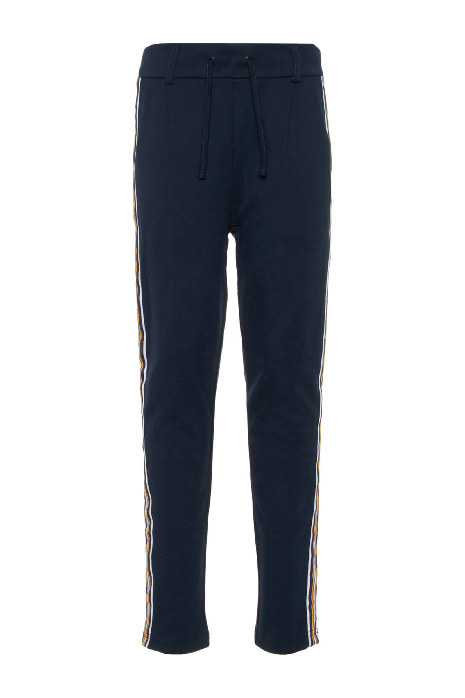 NAME IT KIDS slim fit broek NKFIRIDA met zijstreep marine/wit/oker | wehkamp
