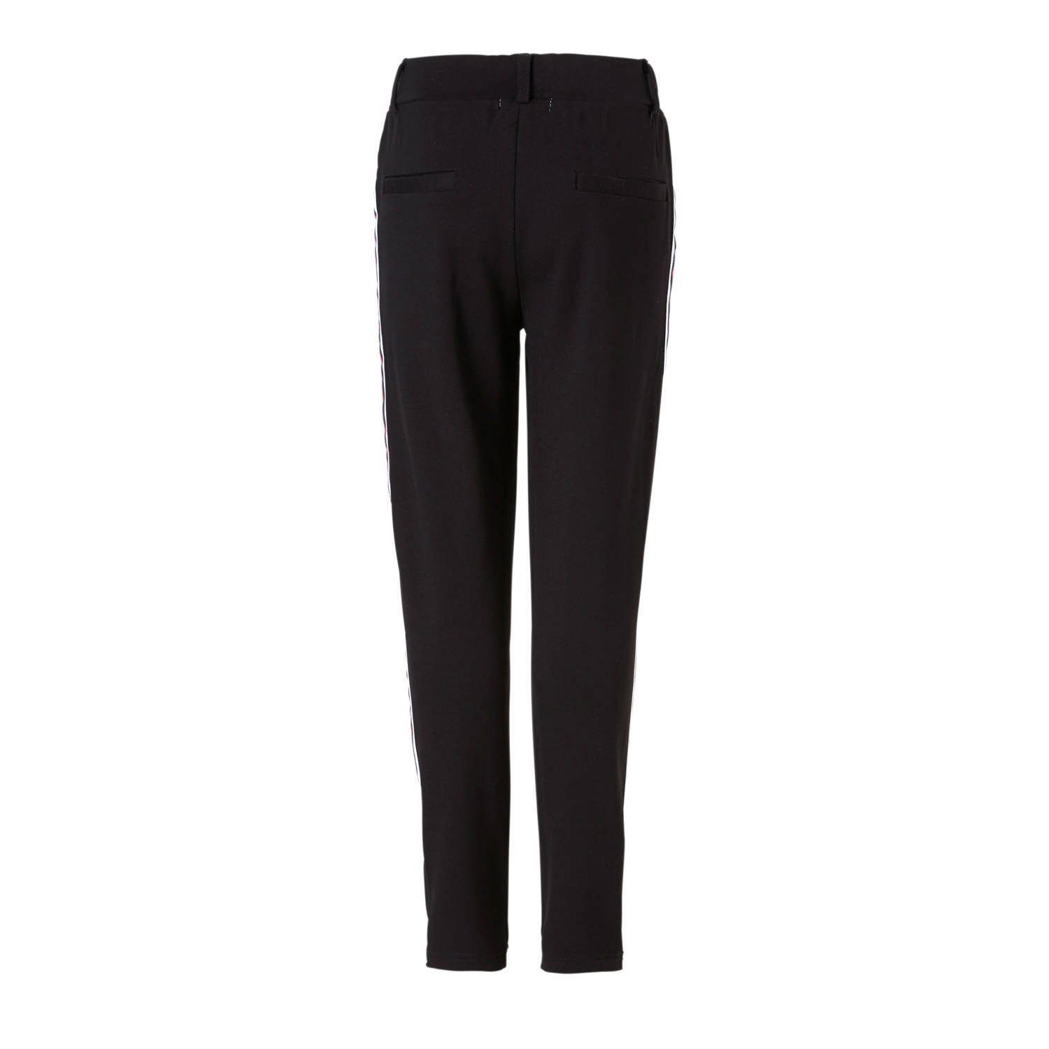 NAME IT KIDS slim fit broek met zijstreep zwart wit rood