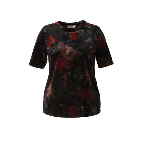 Only Carmakoma Bloemen Velours Top only carmakoma kopen in de aanbieding