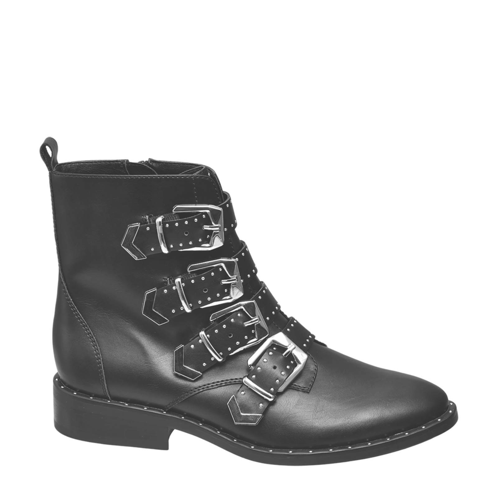 vanHaren Graceland bikerboots met siergespen zwart | wehkamp