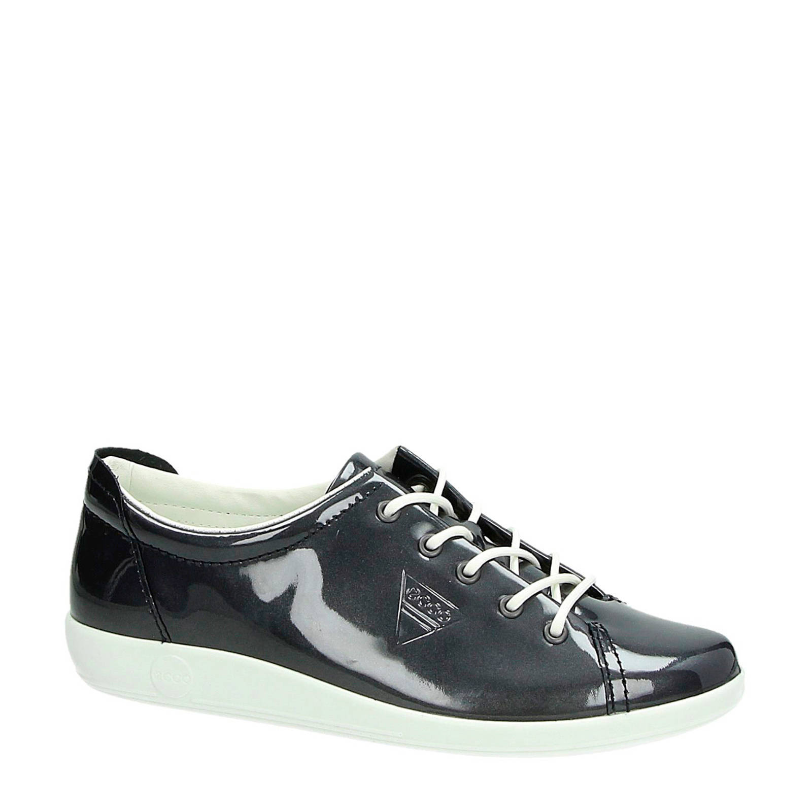 Ecco Soft 2.0 lakleren veterschoenen donkerblauw | wehkamp