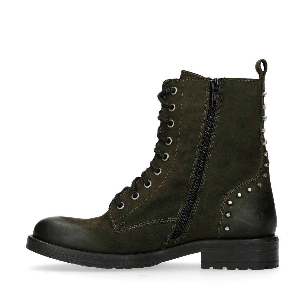 Met Nubuck Donkergroen Sacha Studs Veterboots 0wxXTfqq4