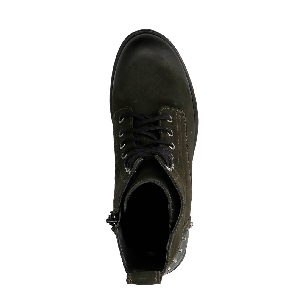 Met Nubuck Donkergroen Sacha Studs Veterboots 0wxXTfqq4