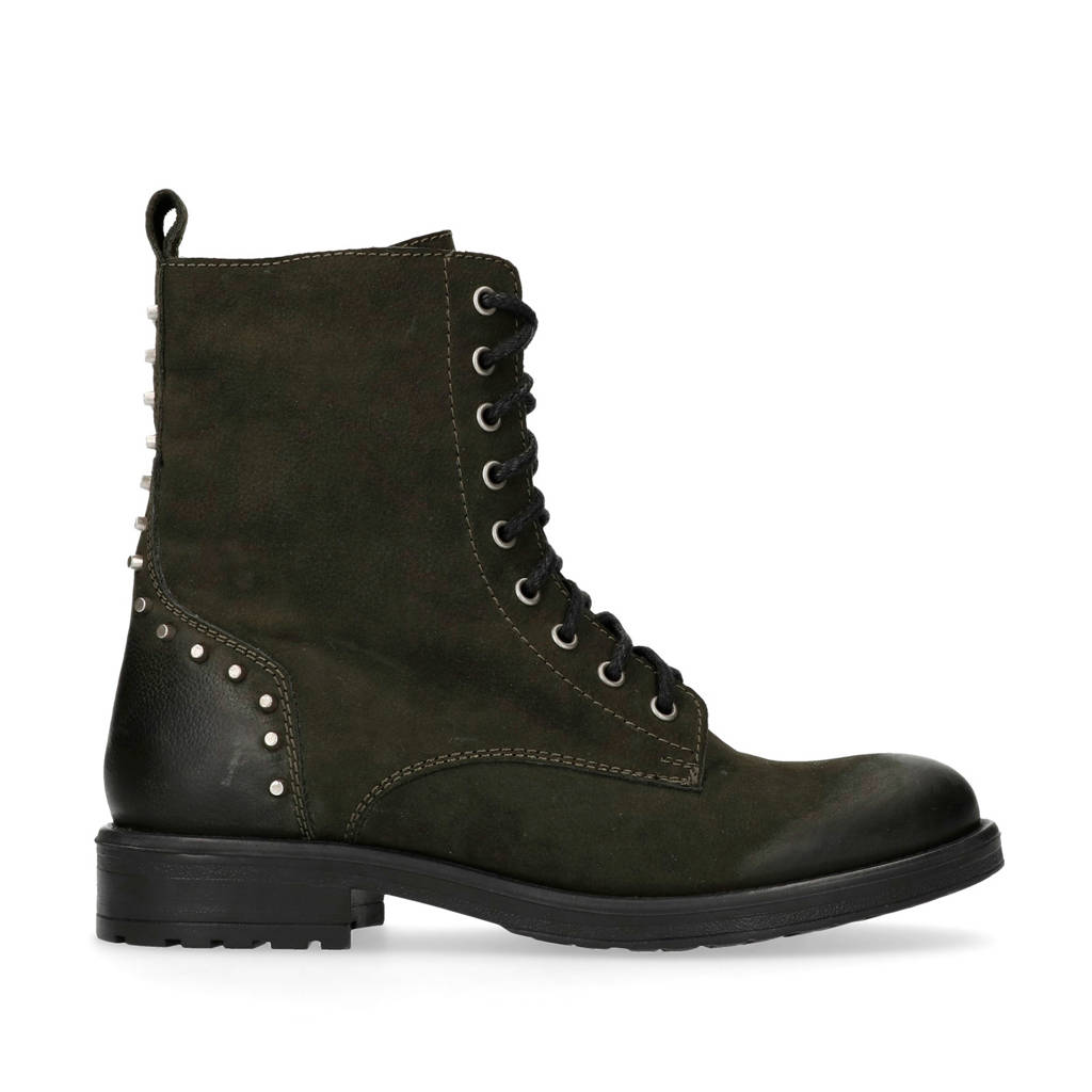 Met Nubuck Donkergroen Sacha Studs Veterboots 0wxXTfqq4