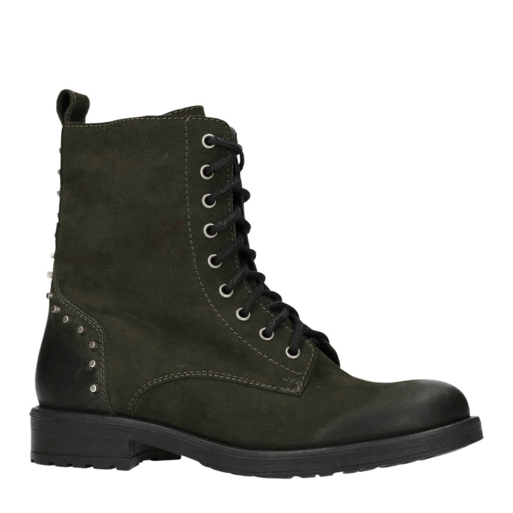 Met Nubuck Donkergroen Sacha Studs Veterboots 0wxXTfqq4