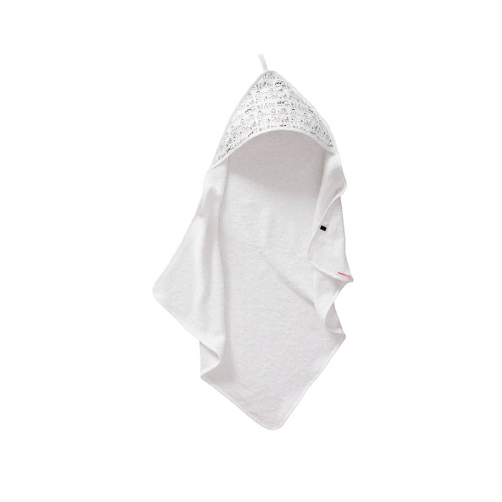 Cottonbaby badcape dierenprint zwart/wit, Zwart/wit