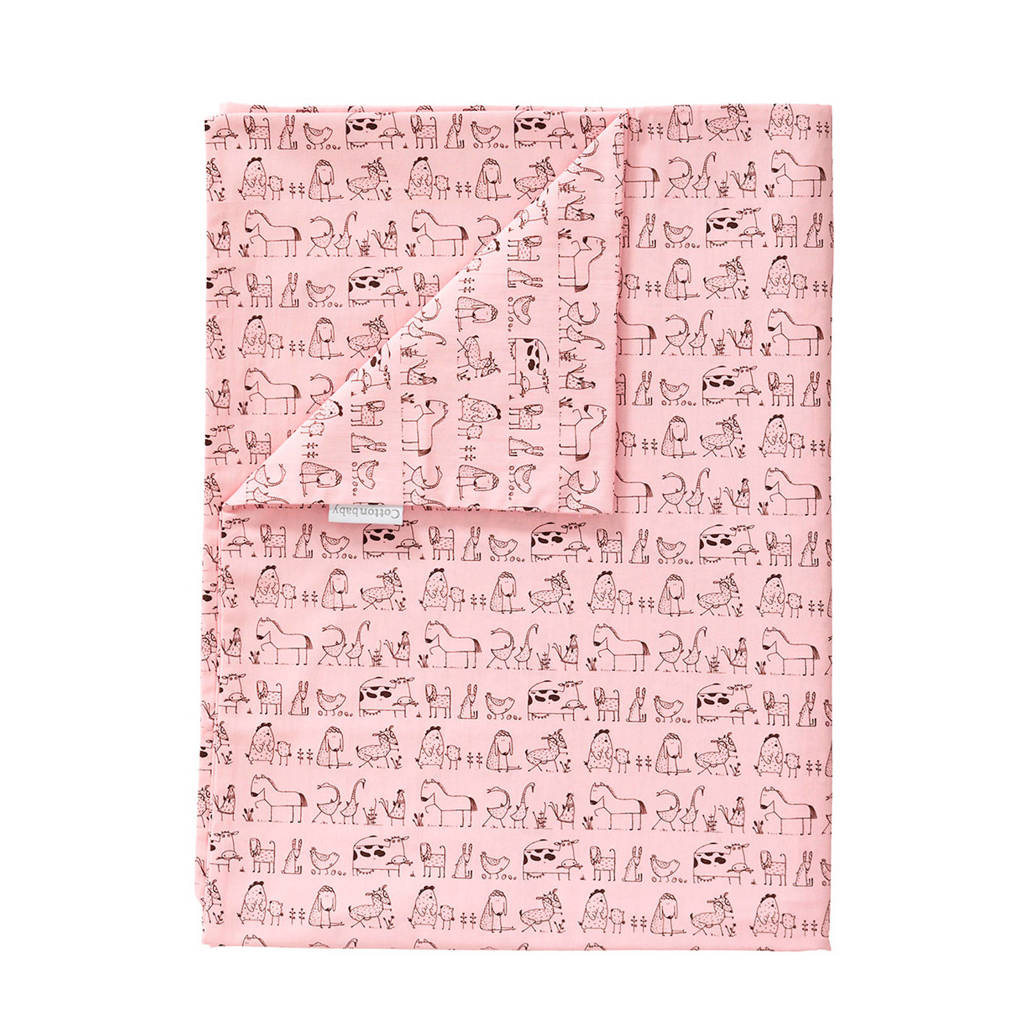 Cottonbaby dekenhoes ledikant dierprint roze, Roze