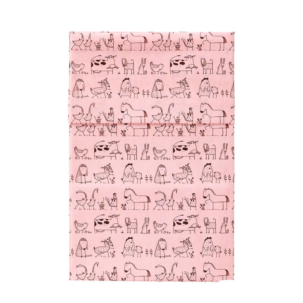 Cottonbaby ledikantlaken 120x150 cm dierenprint roze, Roze