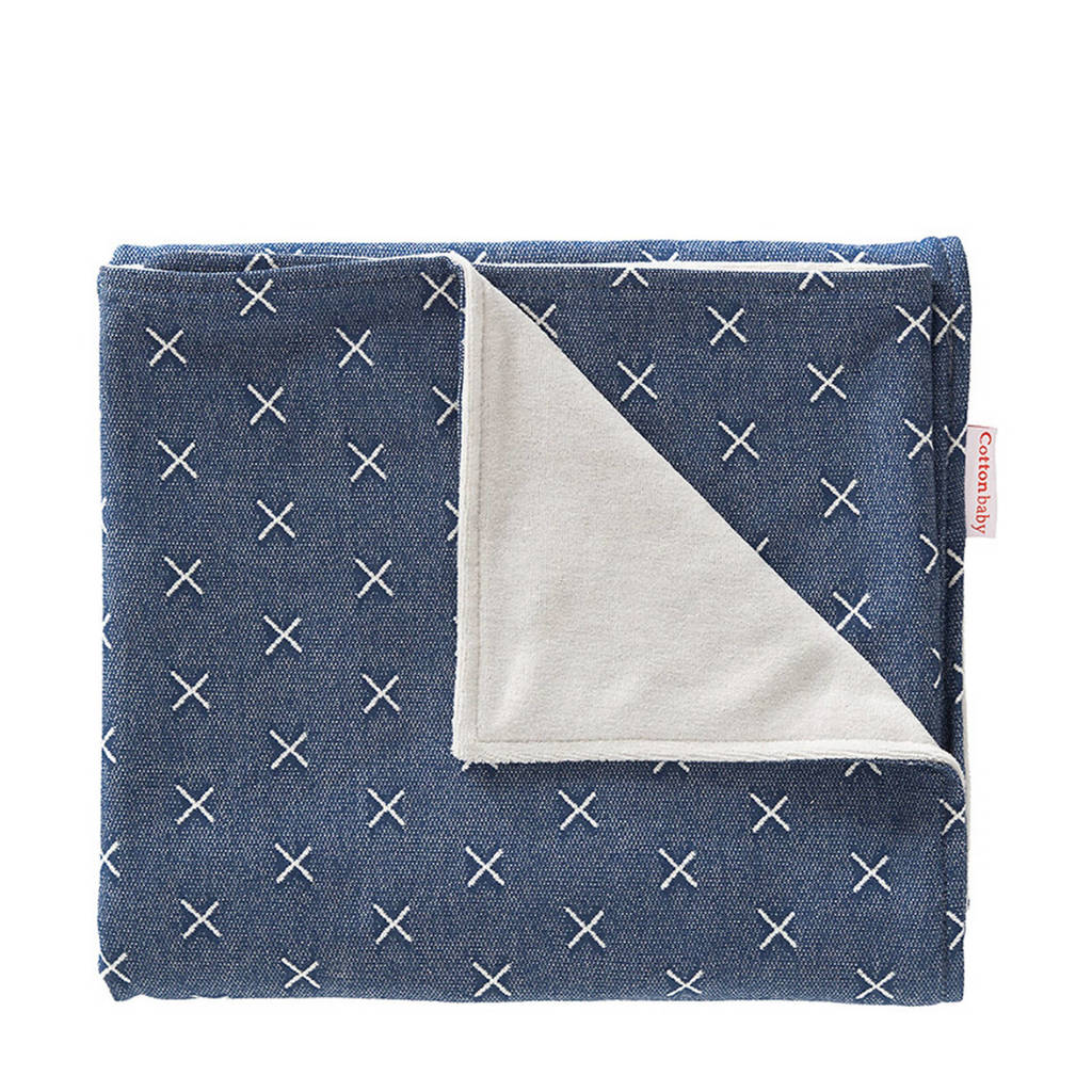 Cottonbaby ledikantdeken gevoerd kruisje denim, Denim