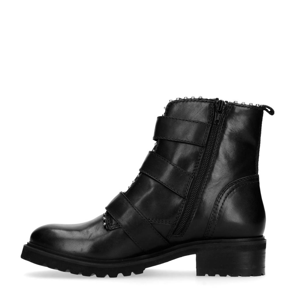 Sacha leren bikerboots met studs zwart wehkamp