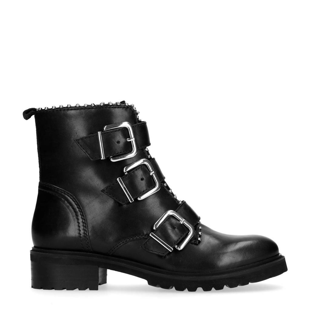 Sacha leren bikerboots met studs zwart wehkamp