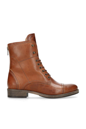 leren veterboots cognac