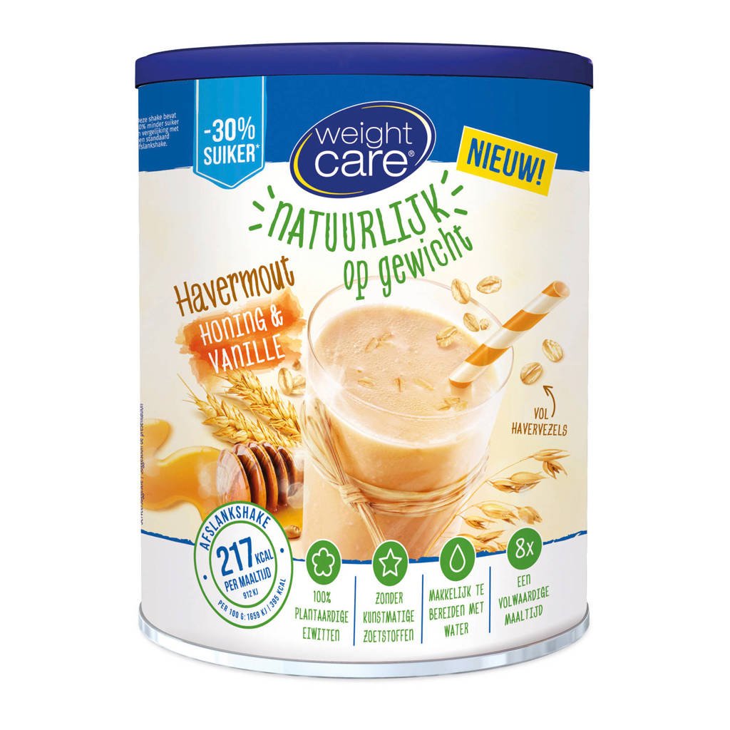 Weight Care Havermout afslankshake honing & vanille - 1 blik 440 gr