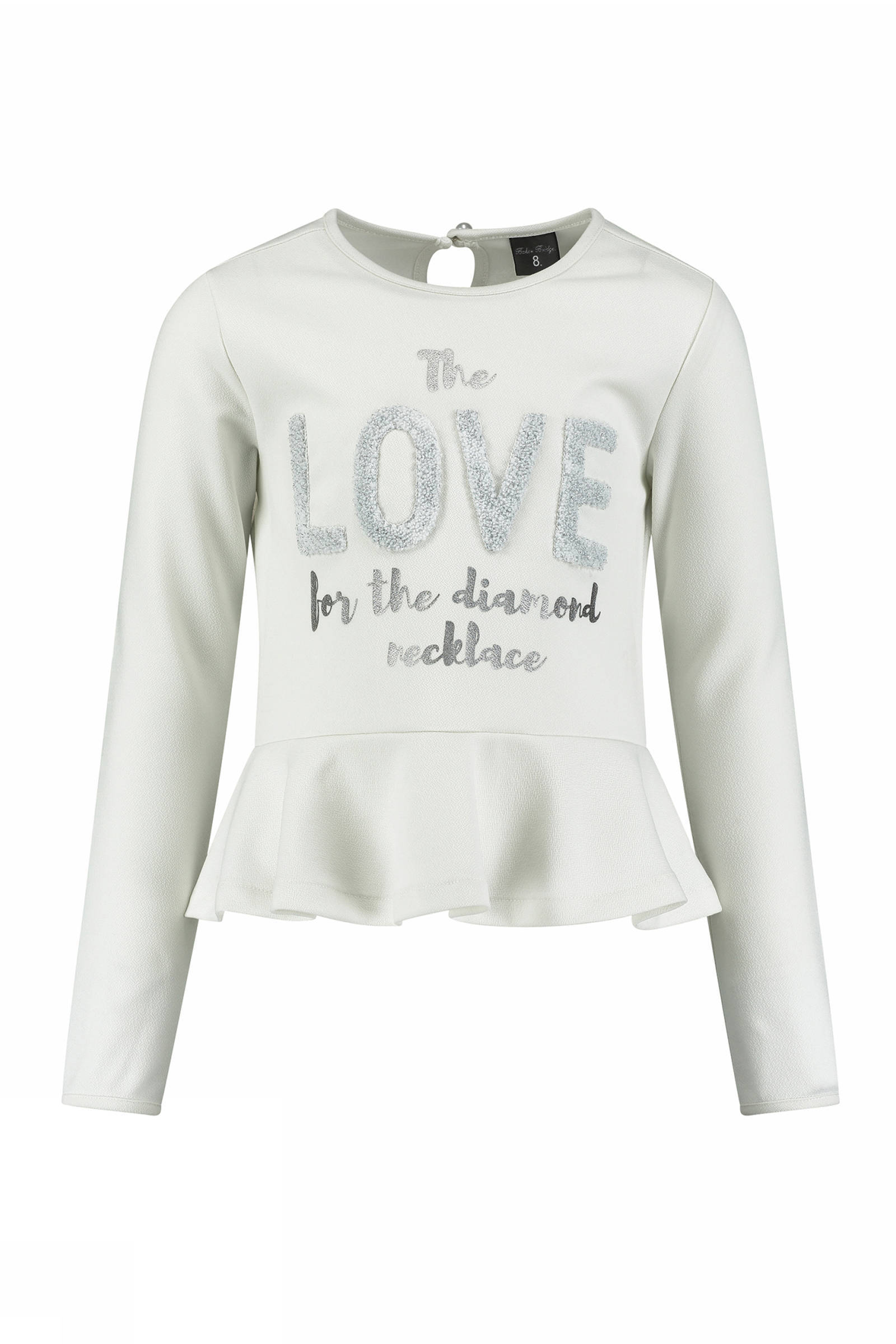 Baker Bridge glittertop met tekst gebroken witzilver | wehkamp Metallic trui Gebroken witmetallic KINDEREN | H&M NL