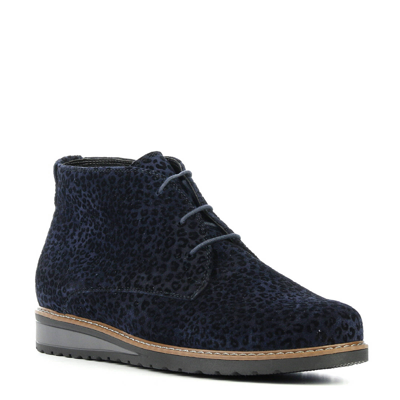 suède veterboots met luipaardprint blauw suède veterboots met luipaardprint blauw