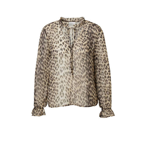 Vila Semi Transparante Top Met Panterprint vila kopen in de aanbieding