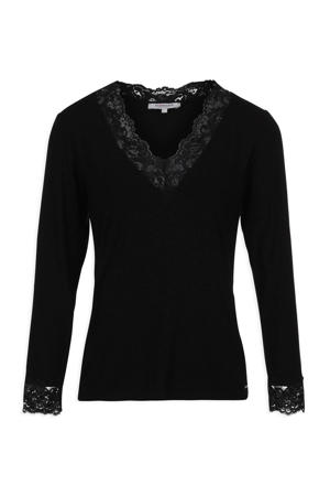 top met kanten details zwart