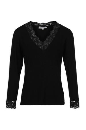 top met kanten details zwart