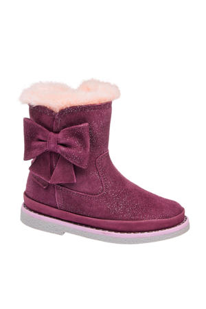 leren enkellaarzen met glitters paars