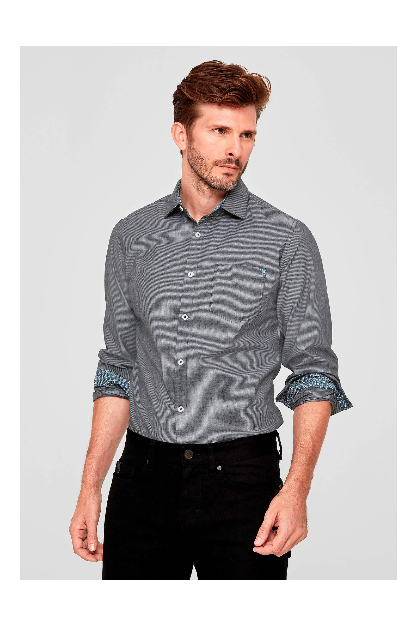 s.Oliver gestreept slim fit overhemd grijs | wehkamp s.Oliver slim fit overhemd wit | wehkamp